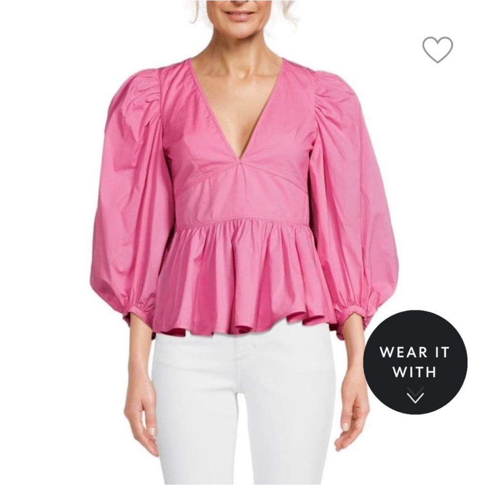 NWT Staud Luna Strawberry Pink Peplum top 6 small Xs